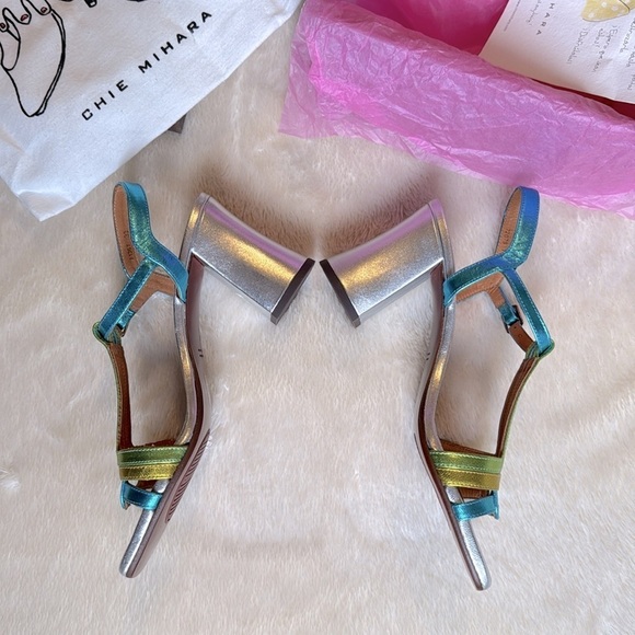 nib Chie Mihara ‘Pinyata Blue’ Metallic Sandal Heels size 8.5 - Picture 4 of 9